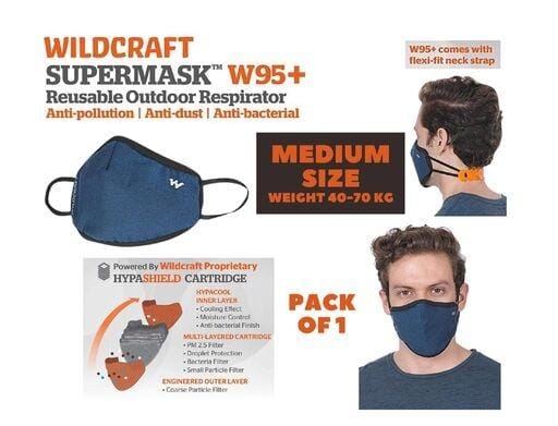 WILDCRAFT SUPERMASK W95 Plus Reusable Outdoor Respirator(MEDIUM) with Neckband