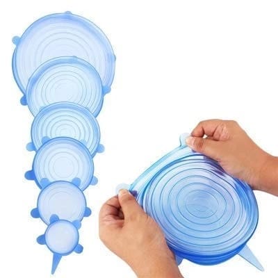 Silicone Stretch Lids Reuseable Microwave Safe Flexible Covers (Set of 6)