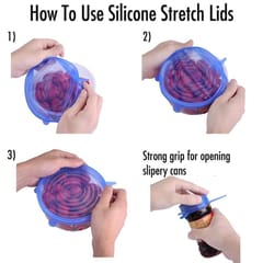 Silicone Stretch Lids Reuseable Microwave Safe Flexible Covers (Set of 6)