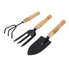 Gardening Tools - Hand Cultivator, Big Trowel, Garden Fork (Set of 3)