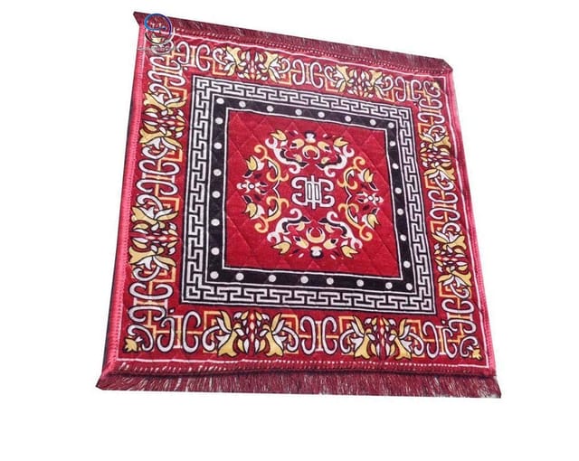 Pooja Aasan Mat (Multicolour, velvet, 2 x 2 feet)