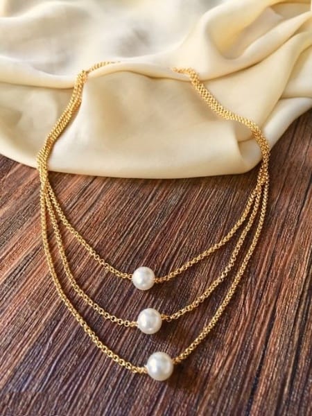 Women's Pearl And Gold Plated Necklaces & Chains